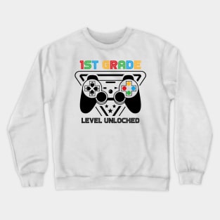 1st Grade Level Unlocked Video Gamer Back to School Boys Crewneck Sweatshirt